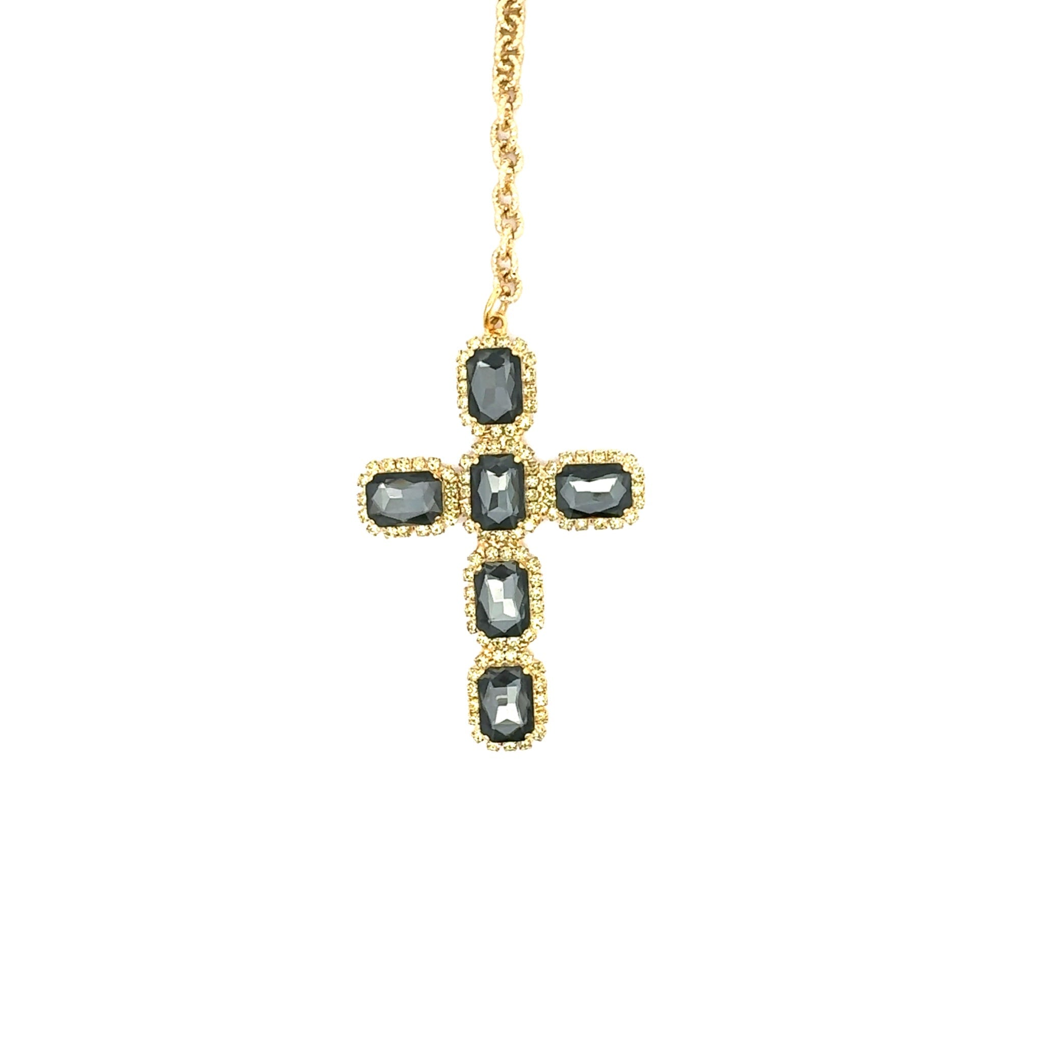 Collar Cruz Diamante Negro - Piedra de Toque