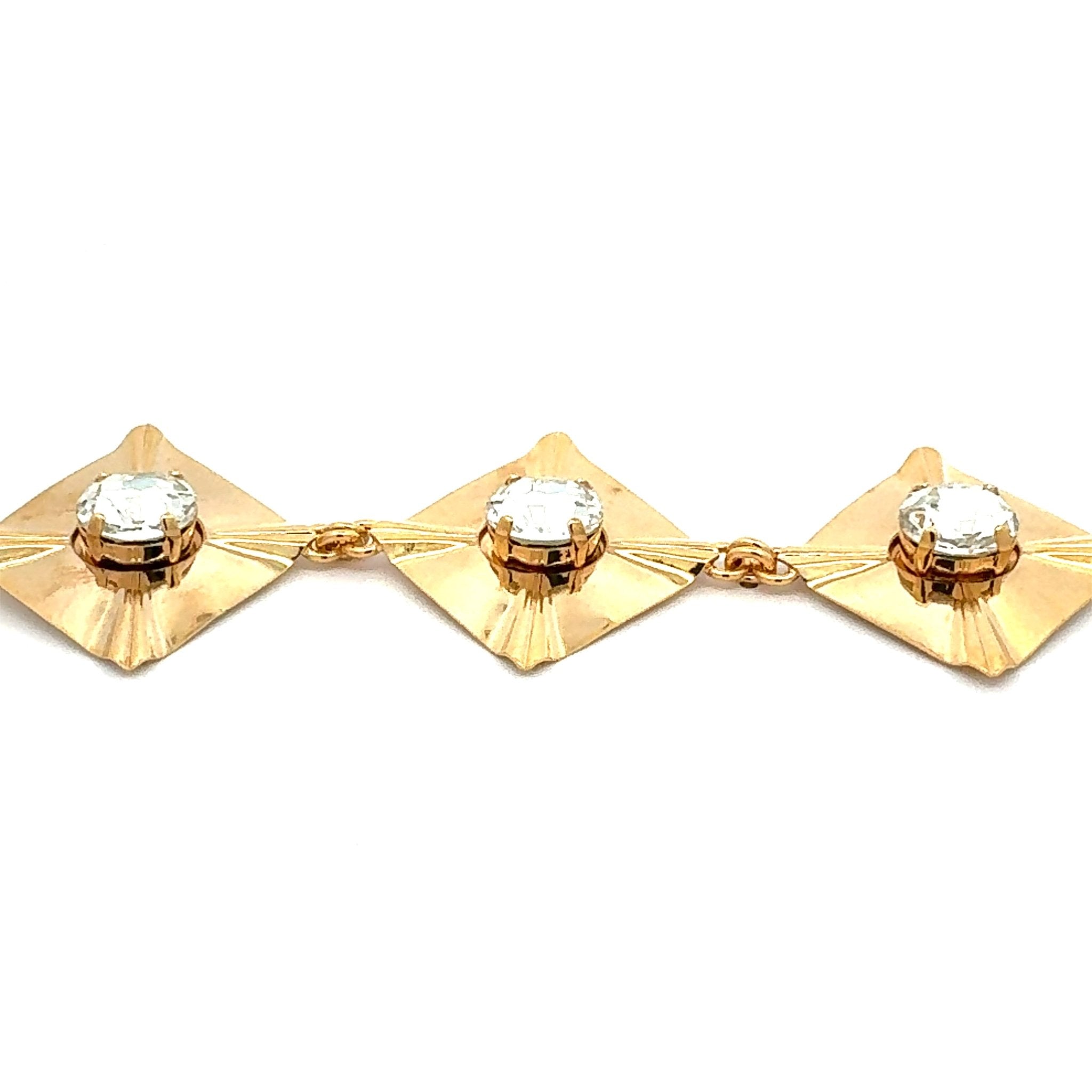 Pulsera Rombos Dorados y Cristal - Piedra de Toque